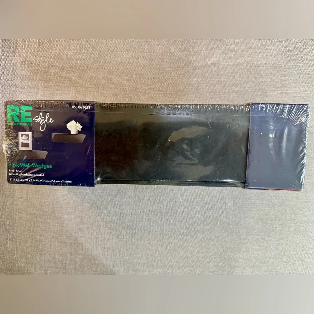 Essentials Black Wall Wedge Shelves - 2 Pack